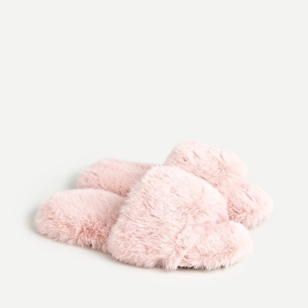 J crew pink faux fur fuzzy slipper